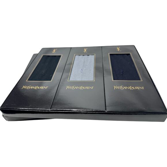 Yves Saint Laurent (YSL) Dress Socks Gift Set (Blue, Gray, Black) - Picture 8 of 10